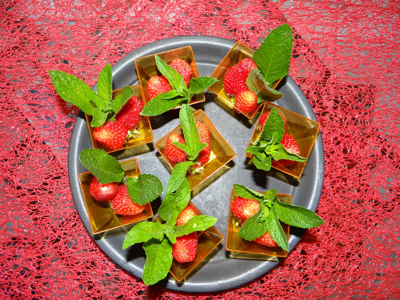 strawberries garden mint free photo