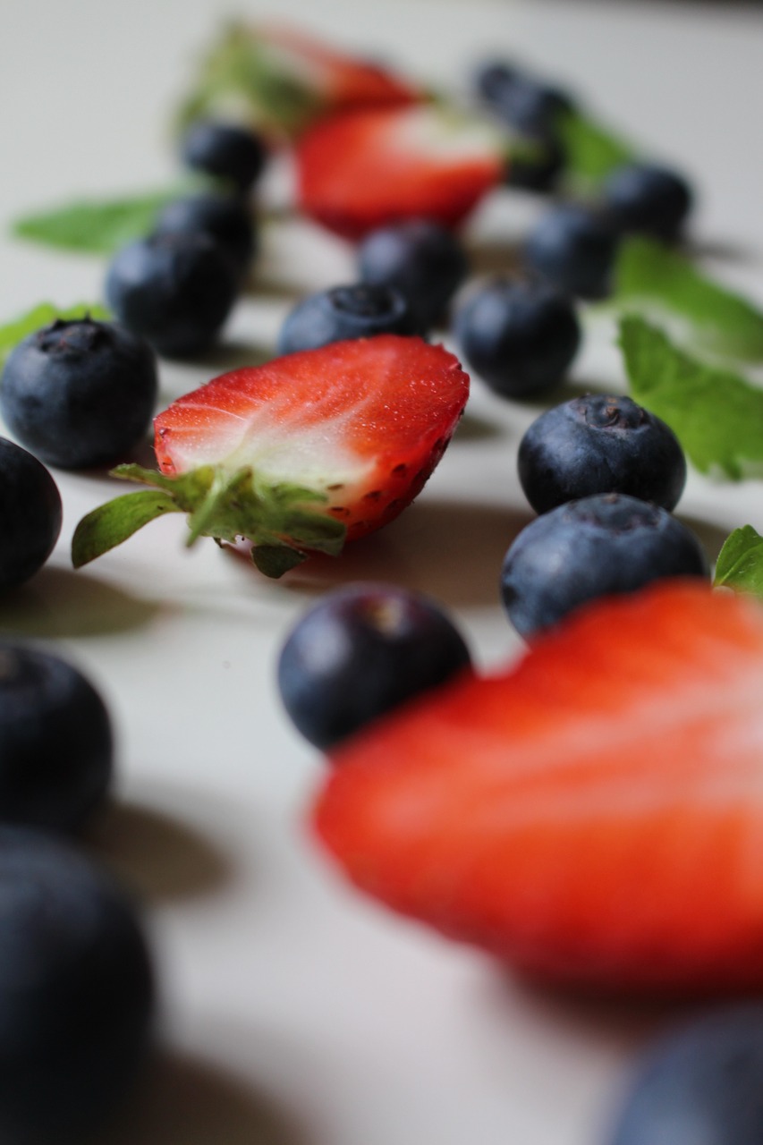 strawberries blueberries fruit free photo