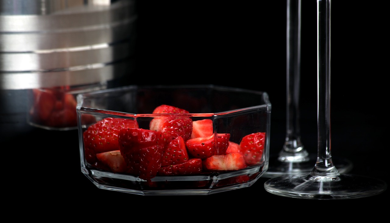 strawberries champagne glasses romance free photo