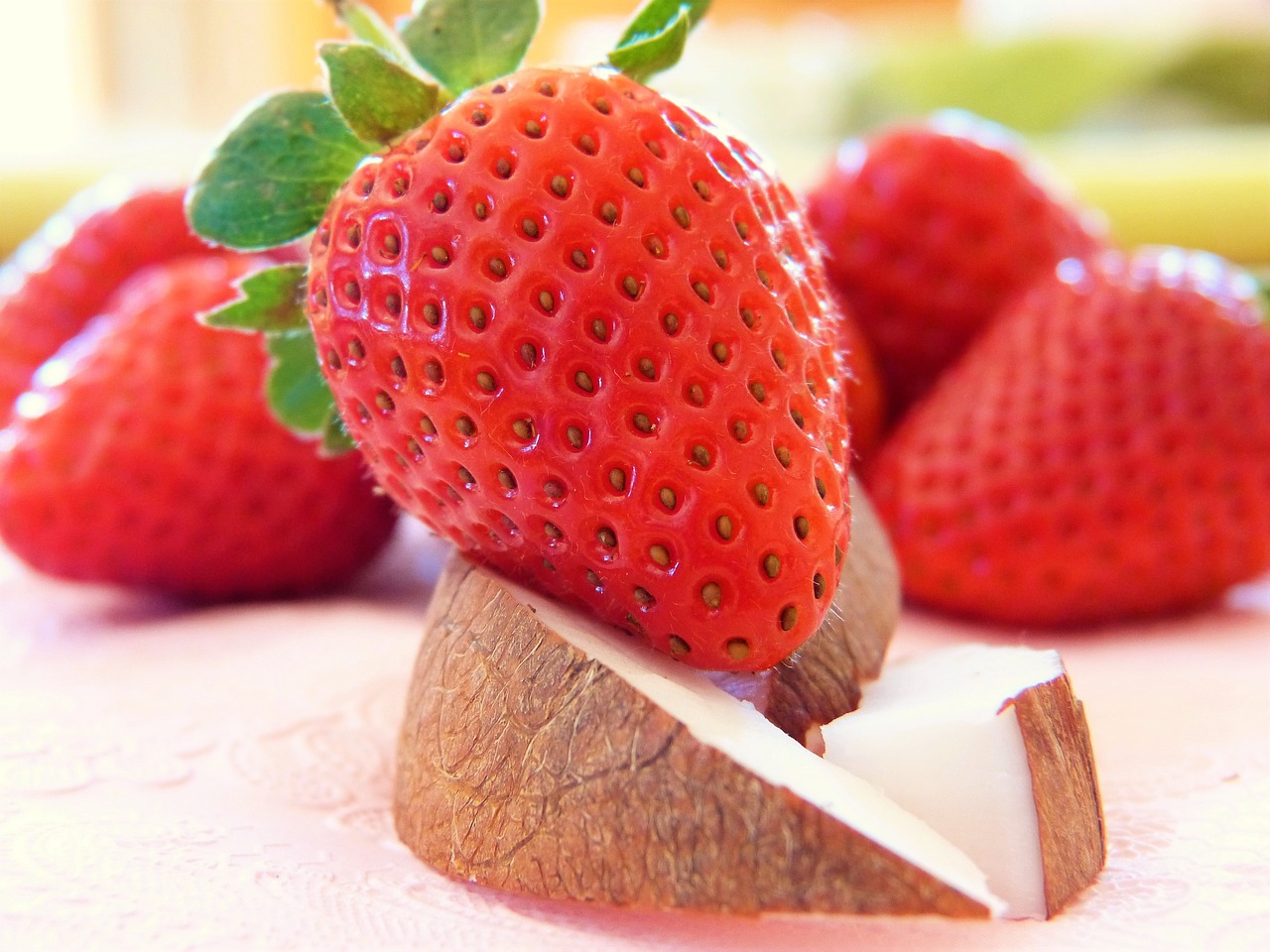 strawberries coconut healthy free photo