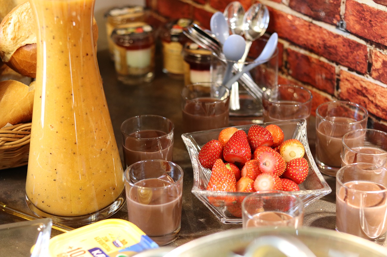 strawberries smoothie pudding free photo