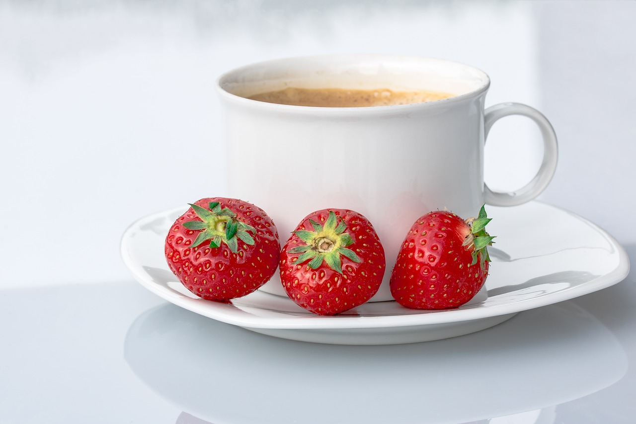 strawberries coffee cup coffee free photo