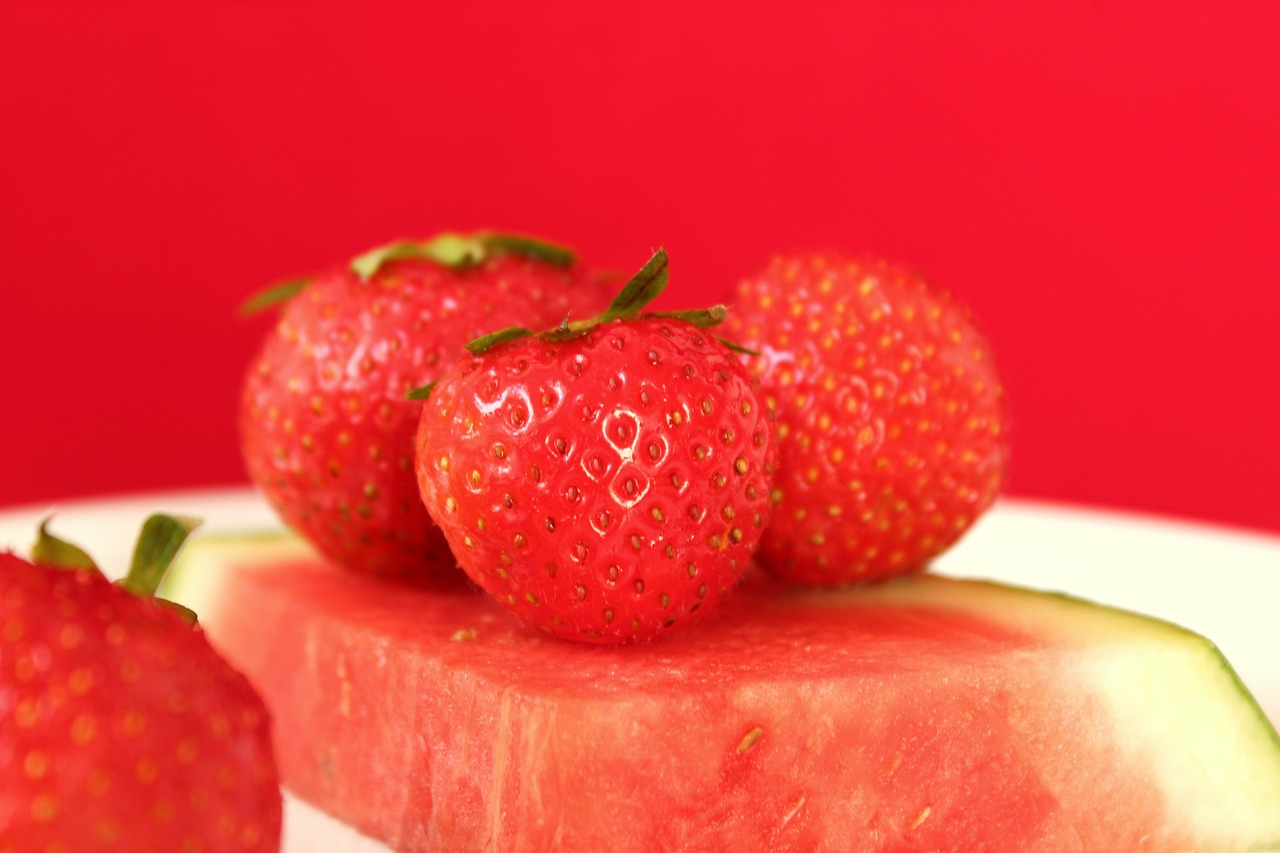 strawberries  red  melon free photo