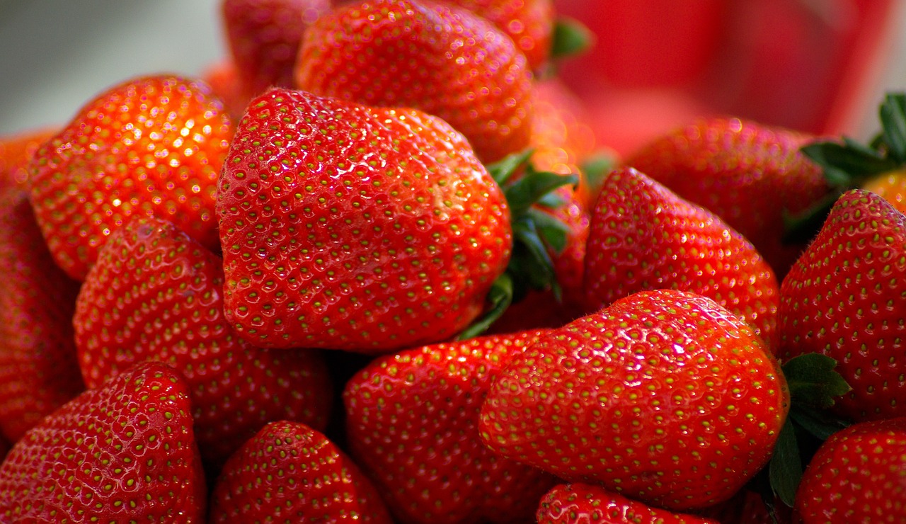 strawberries red fruits dessert free photo