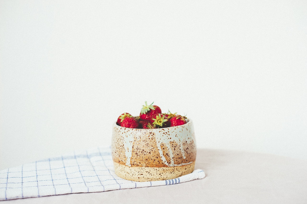 strawberries fruits bowl free photo