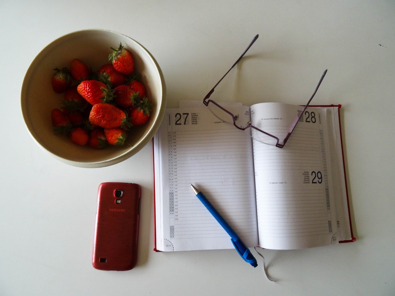 strawberries glasses ball pen free photo
