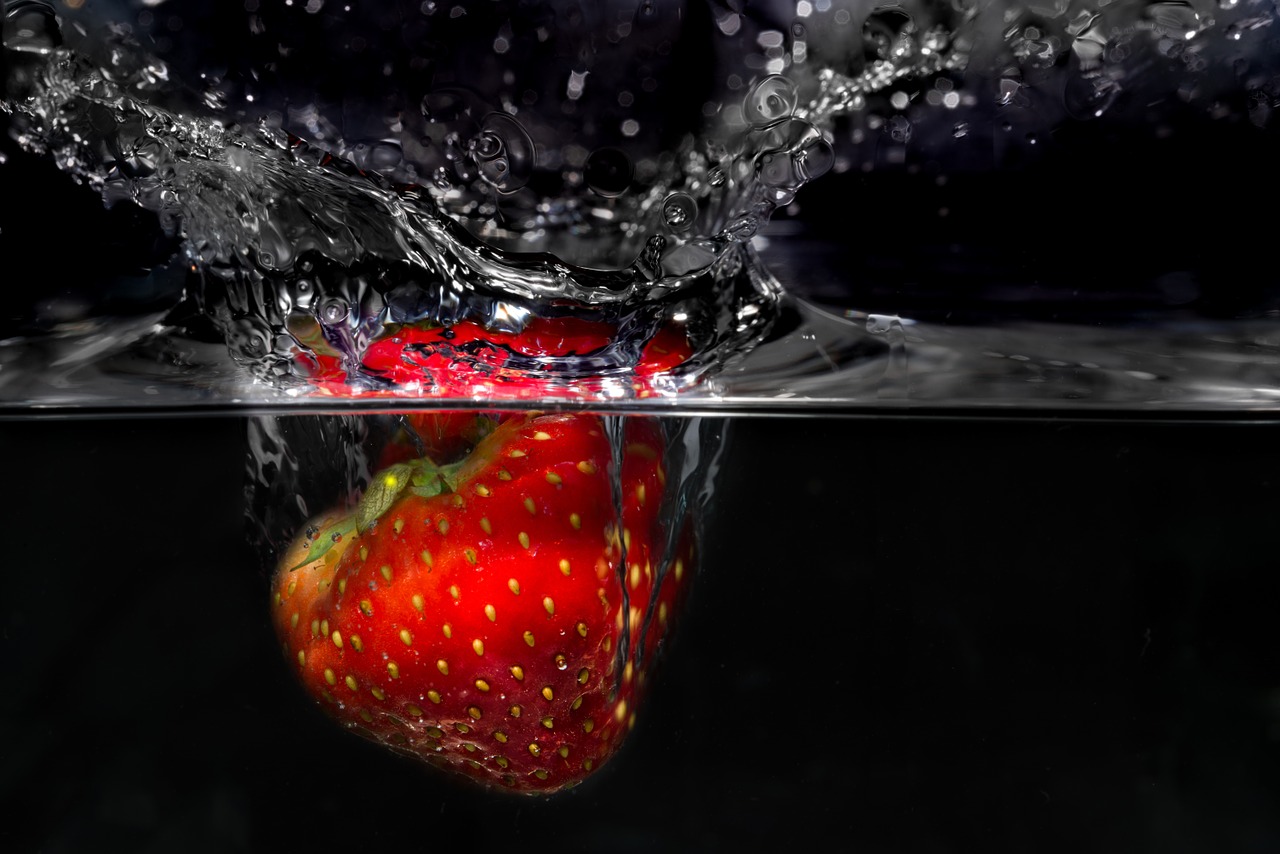 strawberry plunge fresh free photo