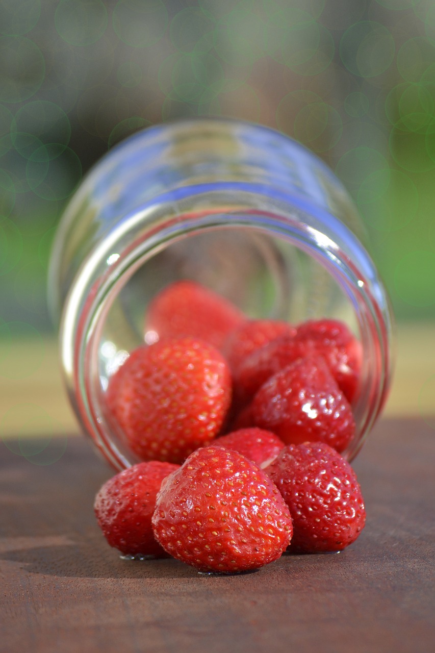strawberry plate jar free photo