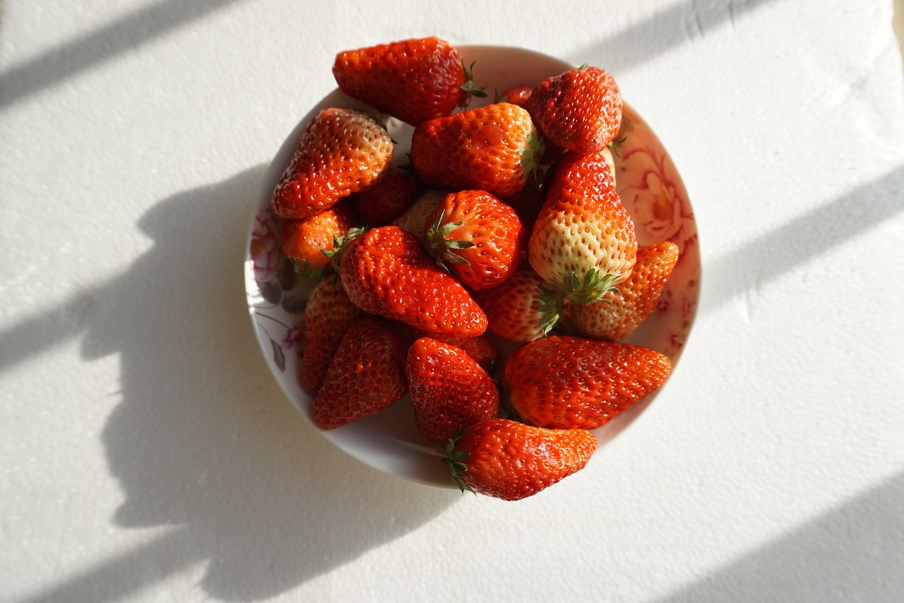 strawberry light and shadow natural light free photo