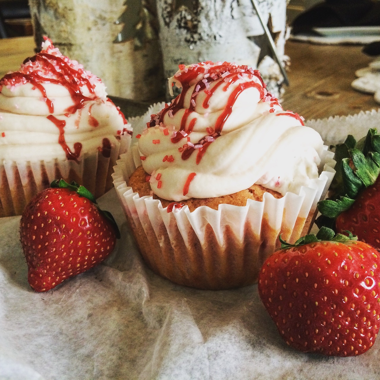 strawberry cupcake dessert free photo