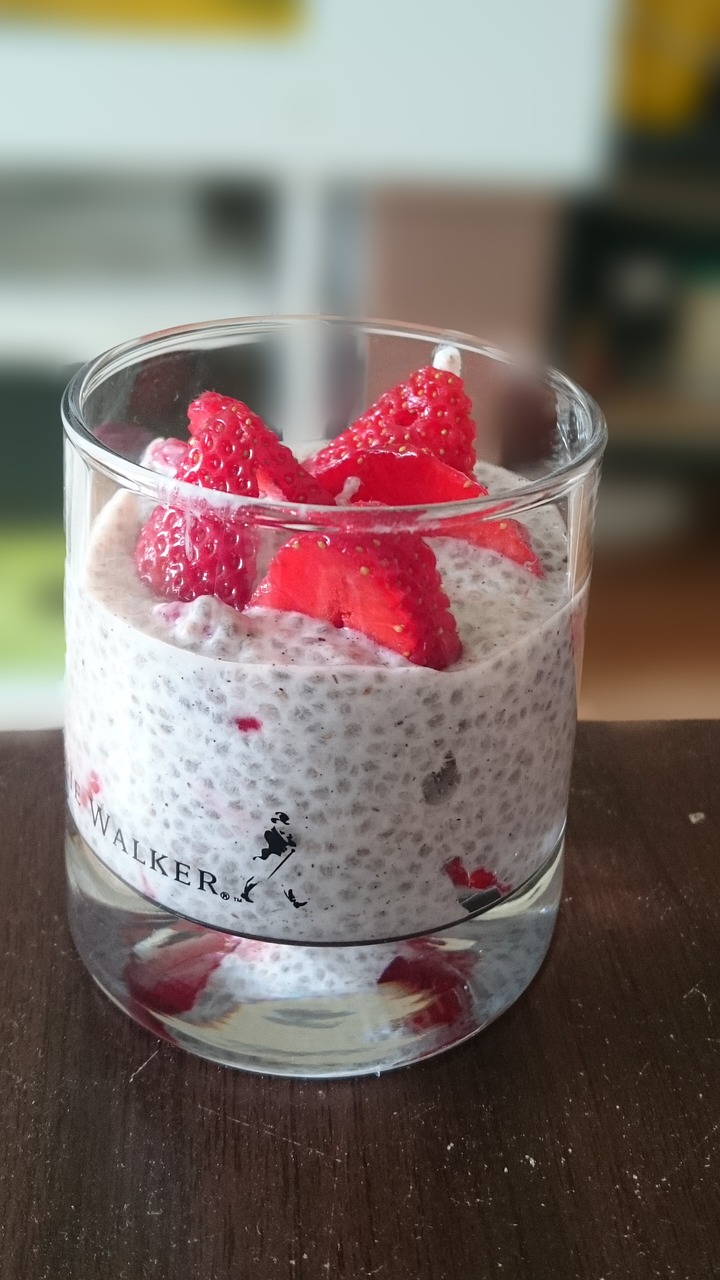 strawberry chia seeds pudding free photo