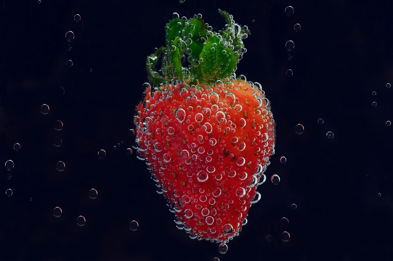 strawberry  blow  air bubbles free photo