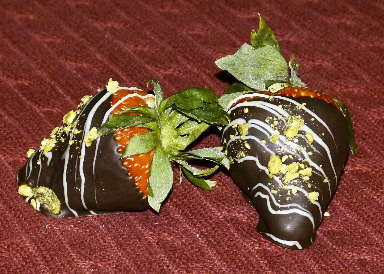 strawberry chocolate covered dessert free photo