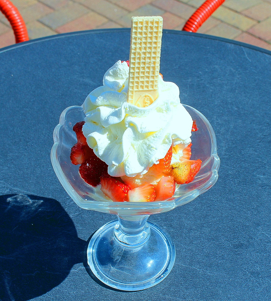 strawberry cup cream ice cream sundae free photo