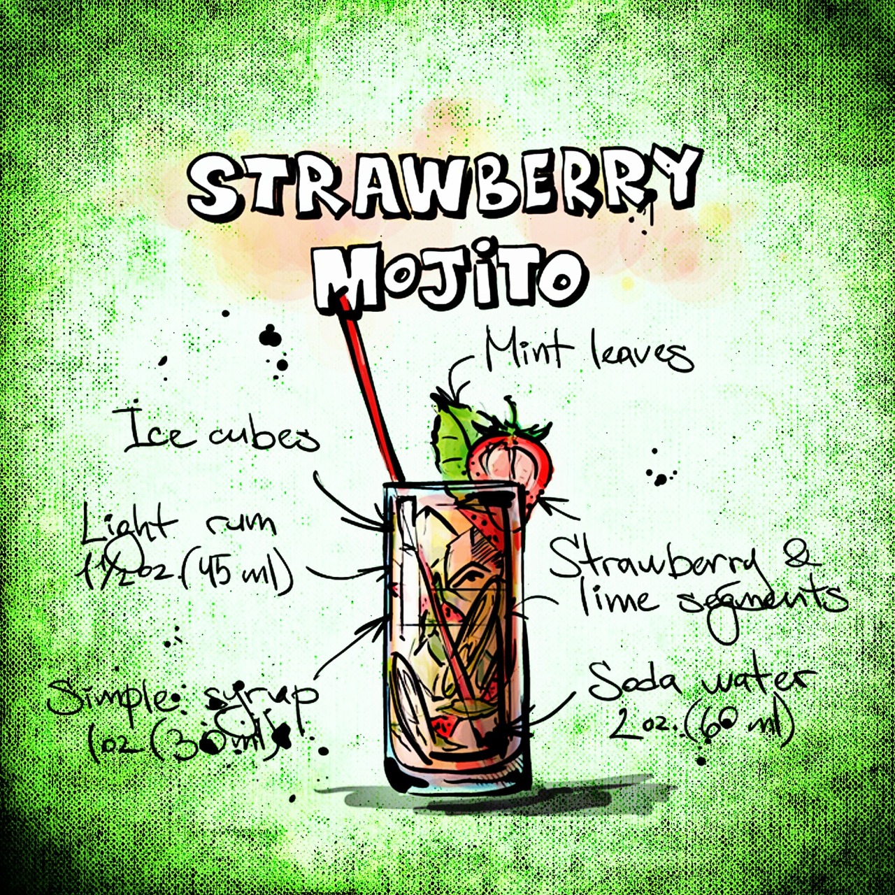 strawberry mojito cocktail drink free photo