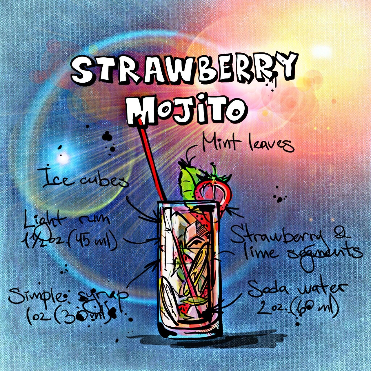 strawberry mojito cocktail drink free photo