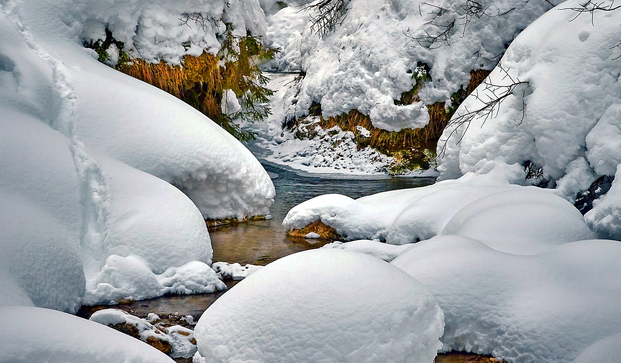 stream  snow  water free photo