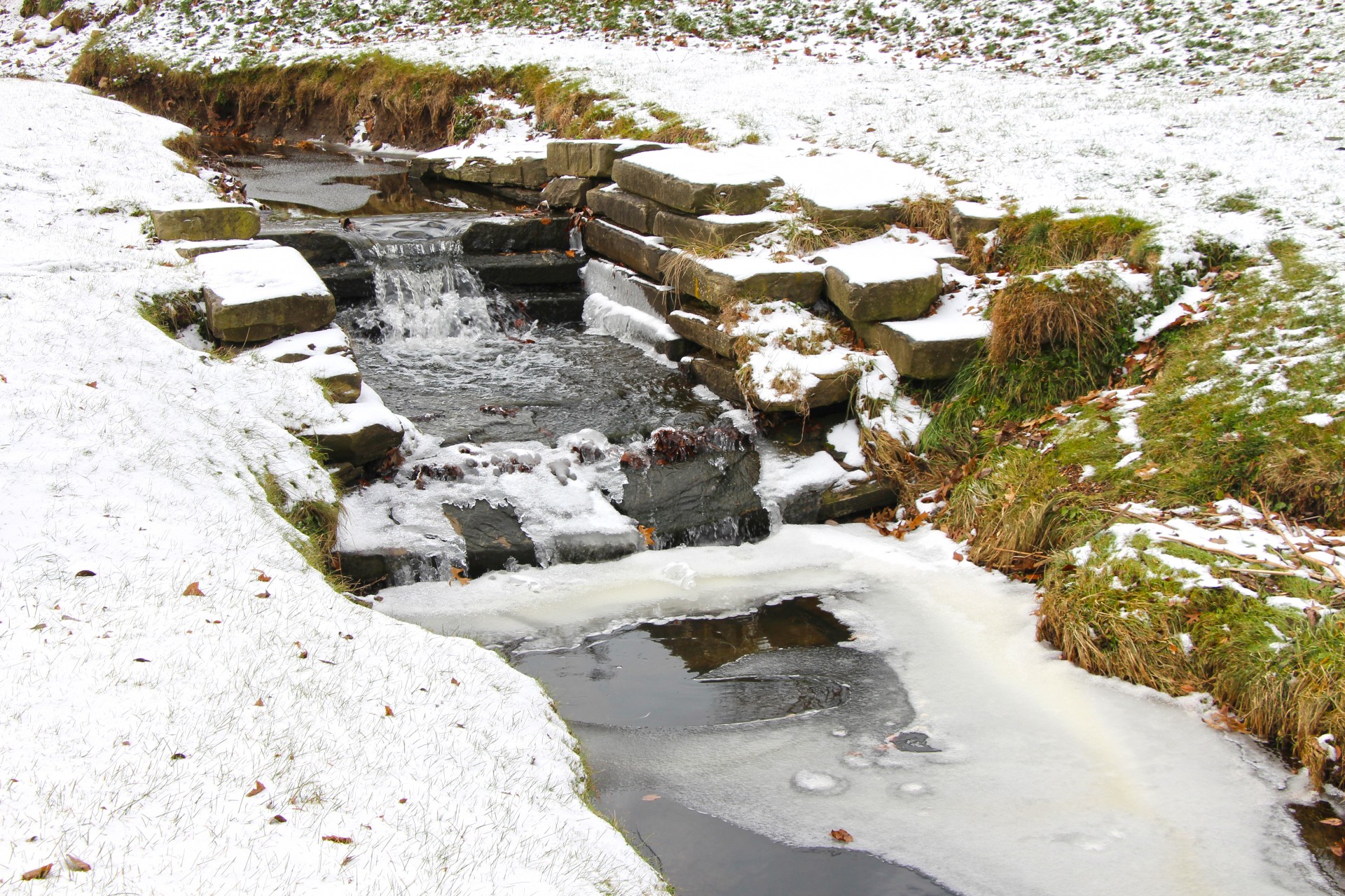 stream ice winter free photo