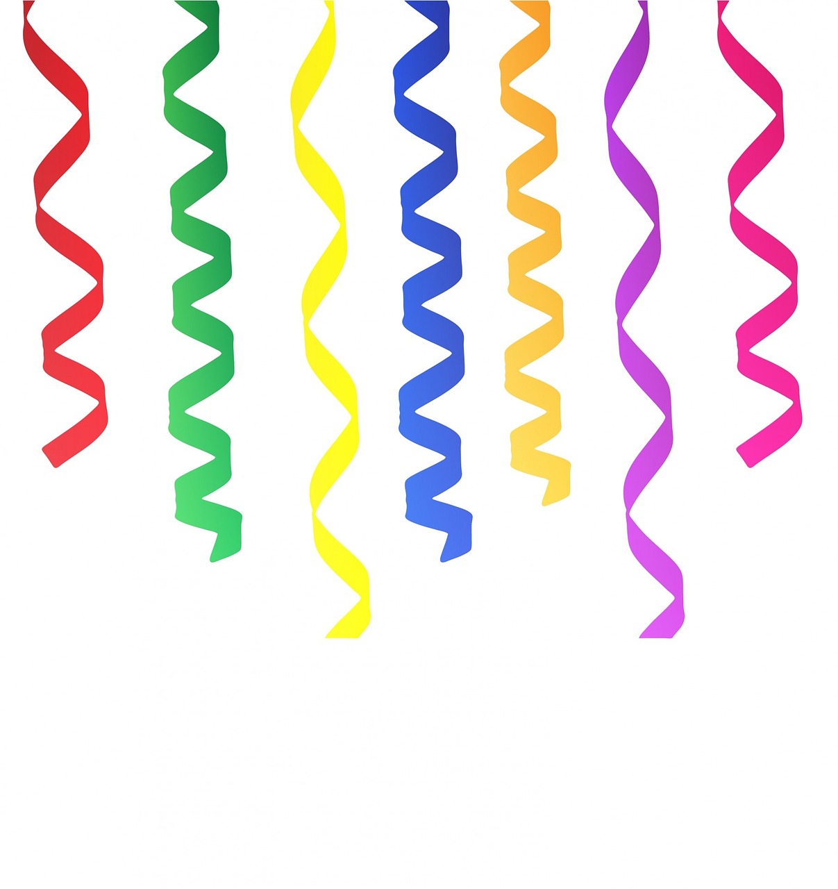 Set of colorful party streamers or ribbons isolated on transparent  background Stock Vector