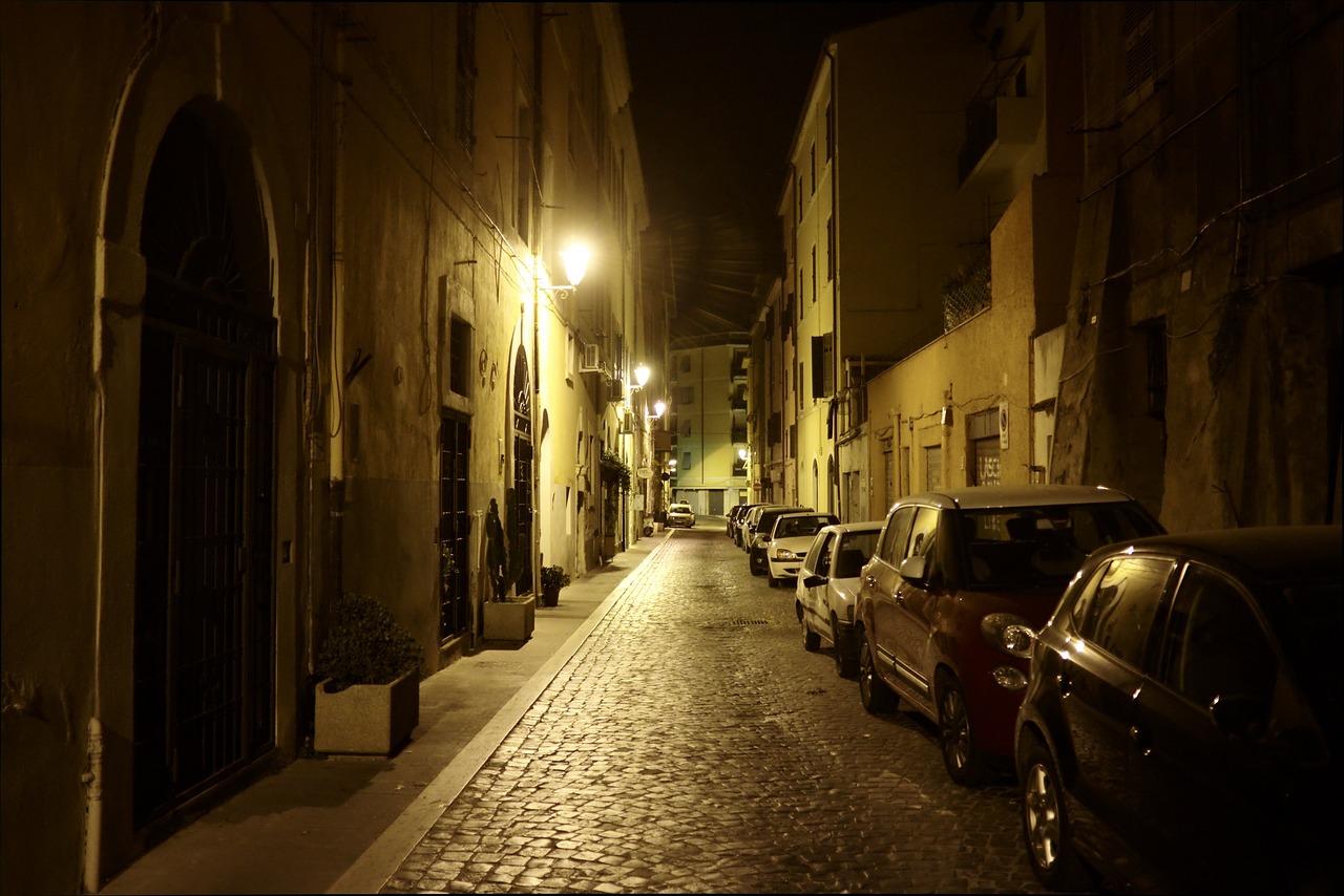 street night illuminated free photo
