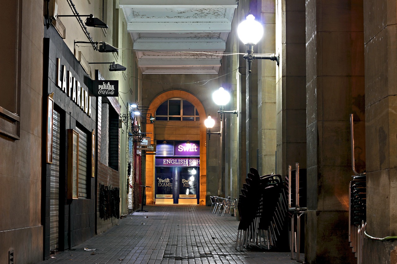 street alley night free photo