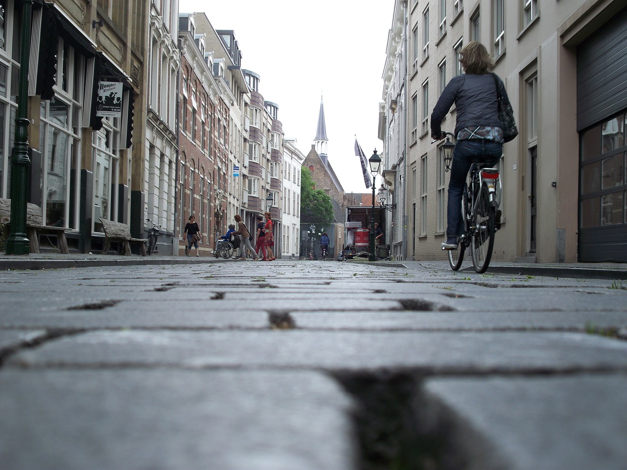 street cyclist pavers free photo