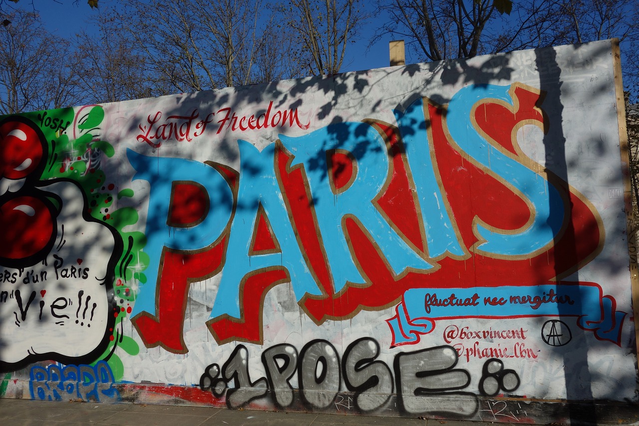 street art paris blue free photo