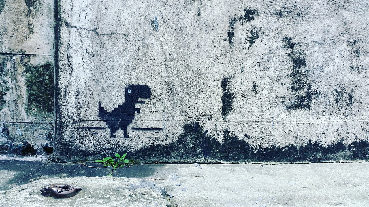 street art google dinosaur game philippines free photo