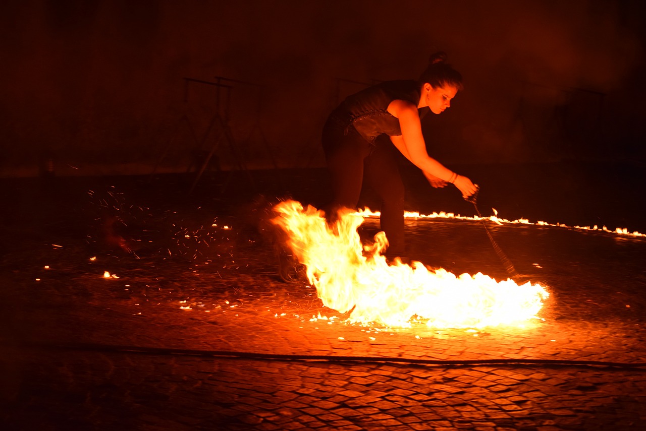 street artists fire fire eaters free photo