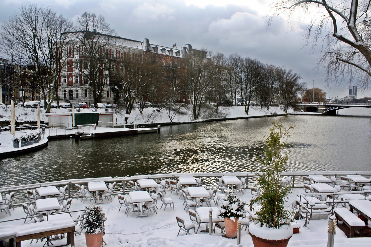 street cafe alster mill pond free photo
