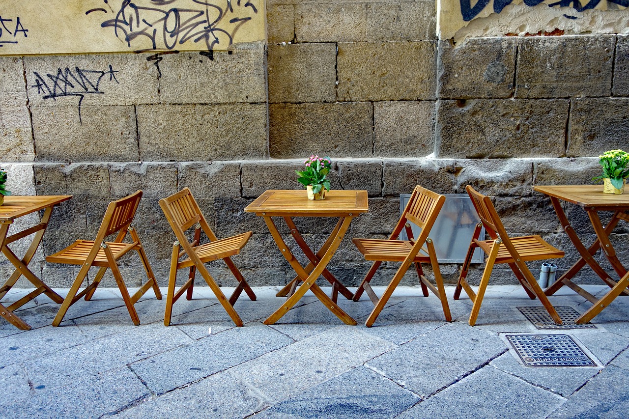 street cafe  chairs  dining tables free photo
