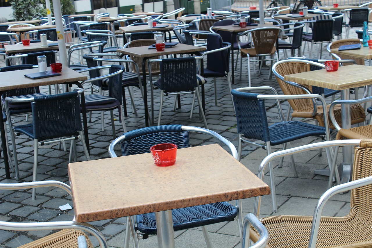 street cafe restaurant dining tables free photo