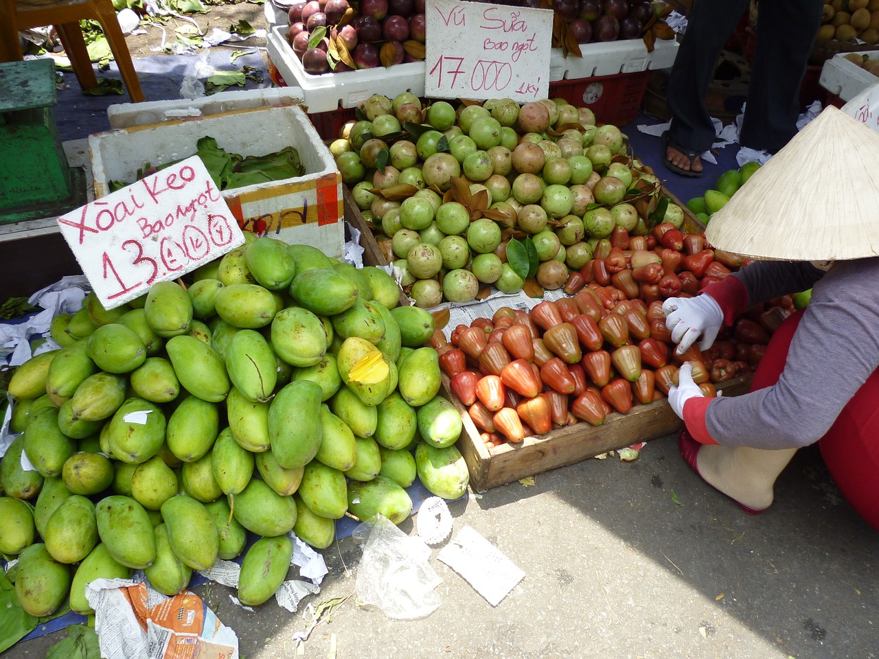 street fruit vendor fresh fruits free photo