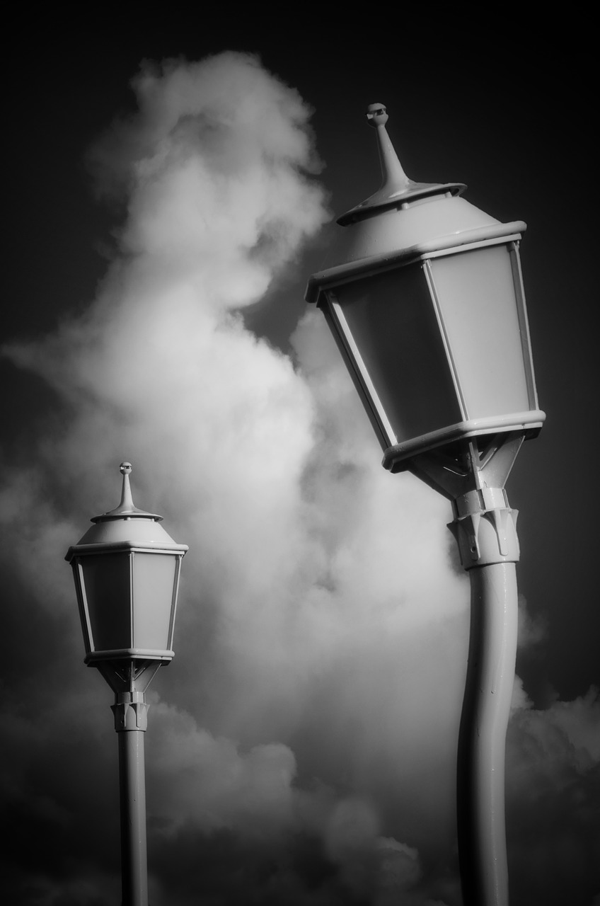 street lamp clouds sky free photo