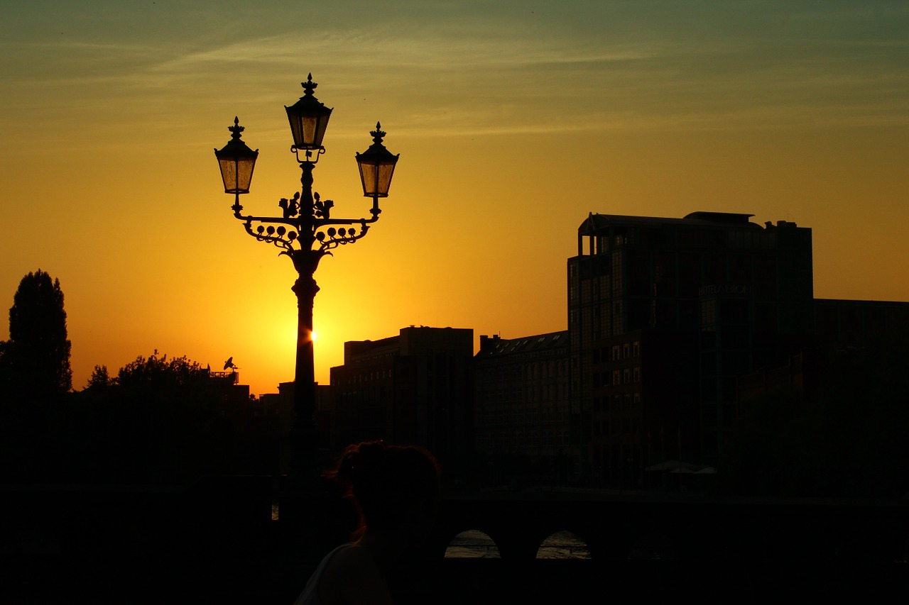 street lamp lantern sunset free photo