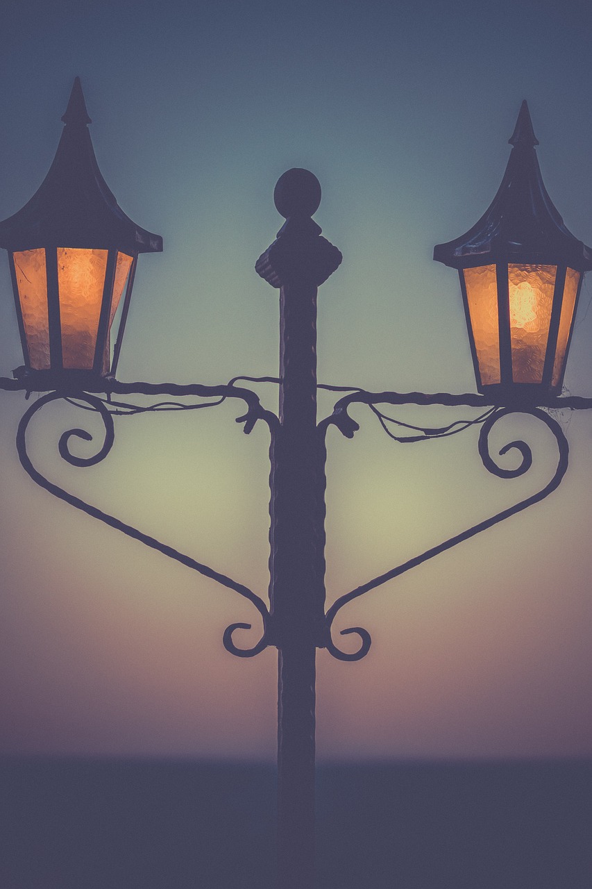 street lights lamp posts night free photo