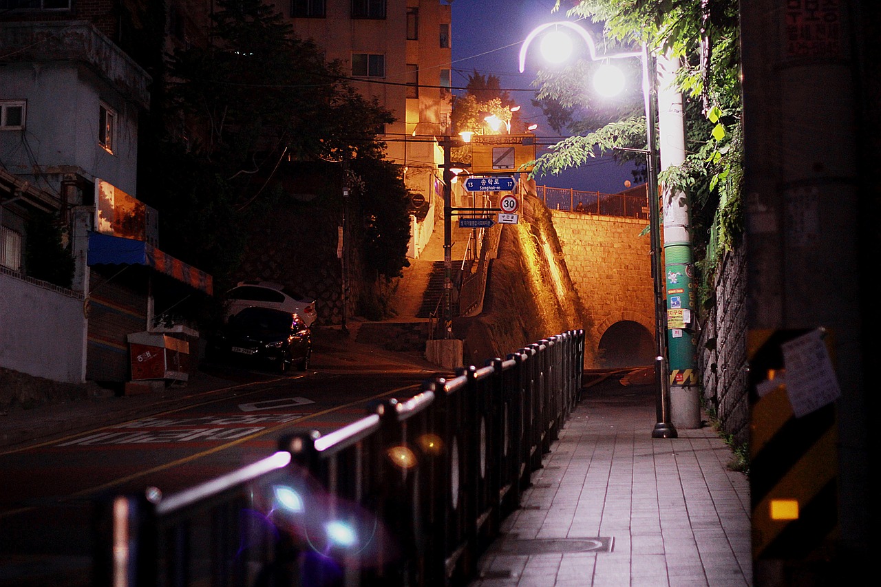 street lights glow hongyemun free photo