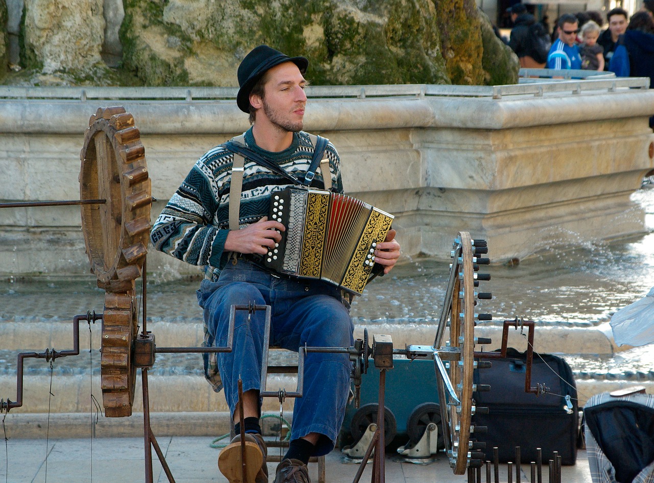 street musician accordion music free photo