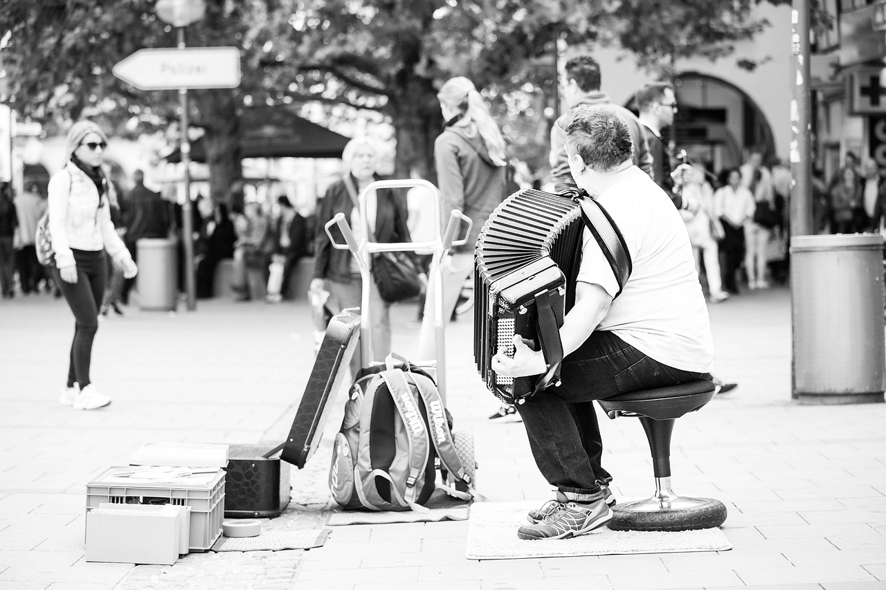 street musicians accordion pedestrian zone free photo