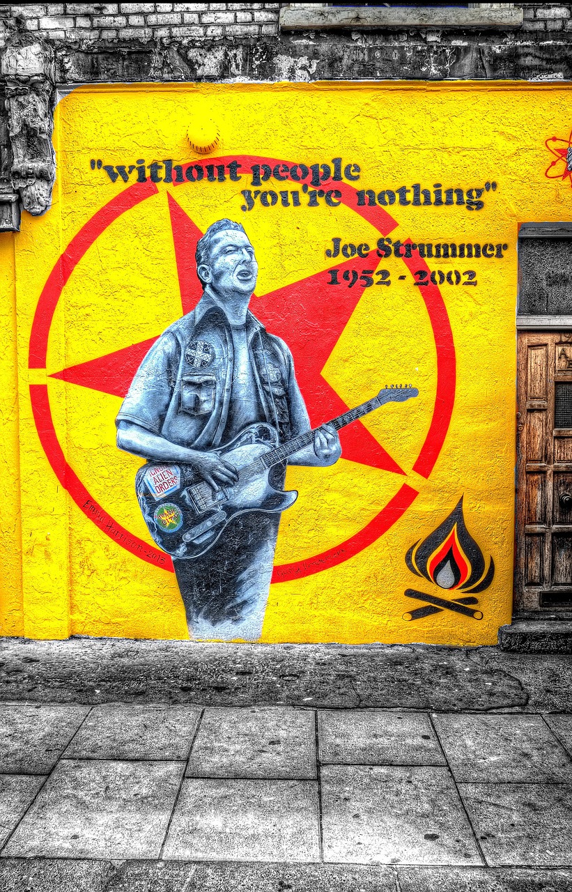 street poster joe strummer yellow free photo