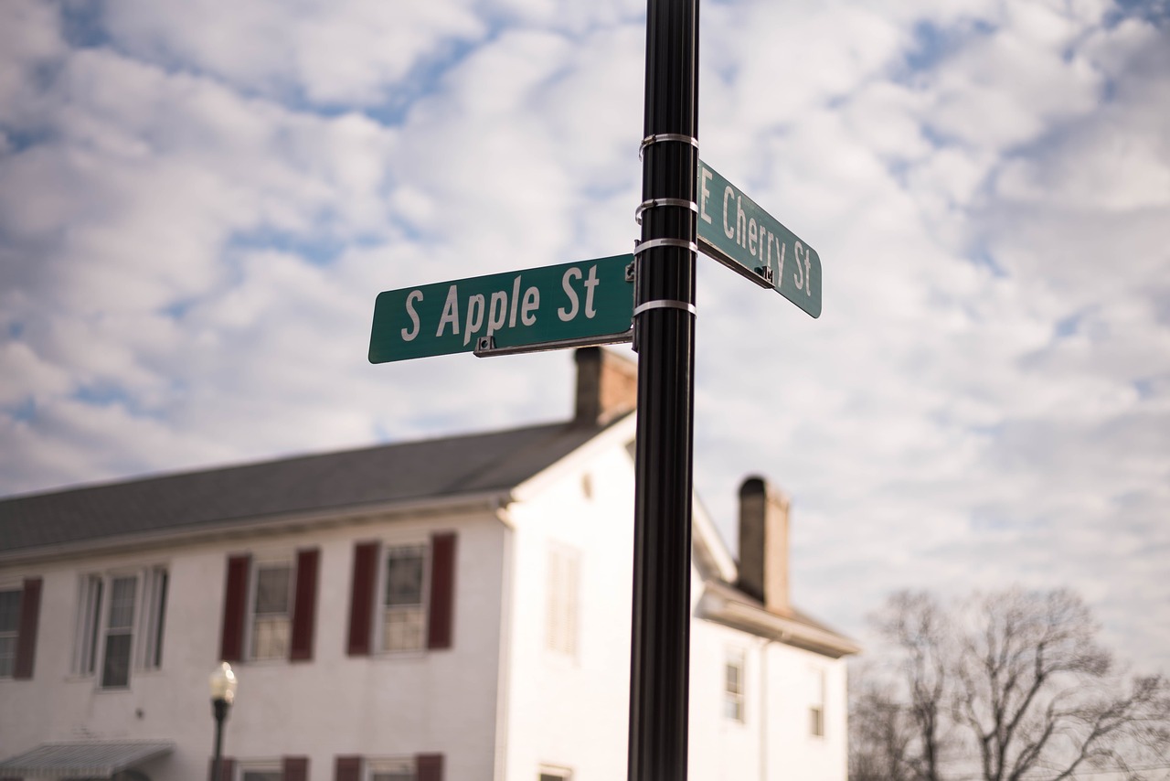 street sign  apple street  nature free photo