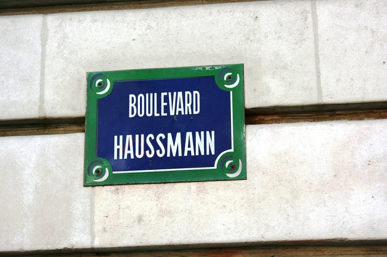 street sign boulevard haussmann paris free photo