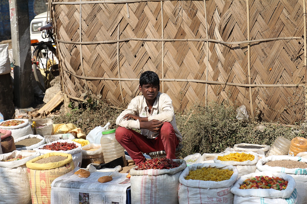 street vendor selling rural market free photo