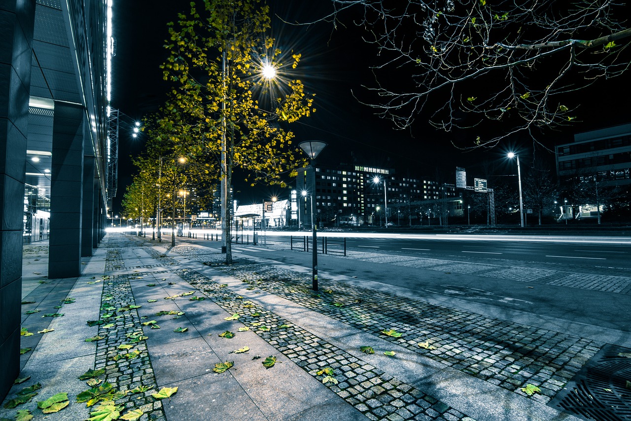 streets roads lamp posts free photo