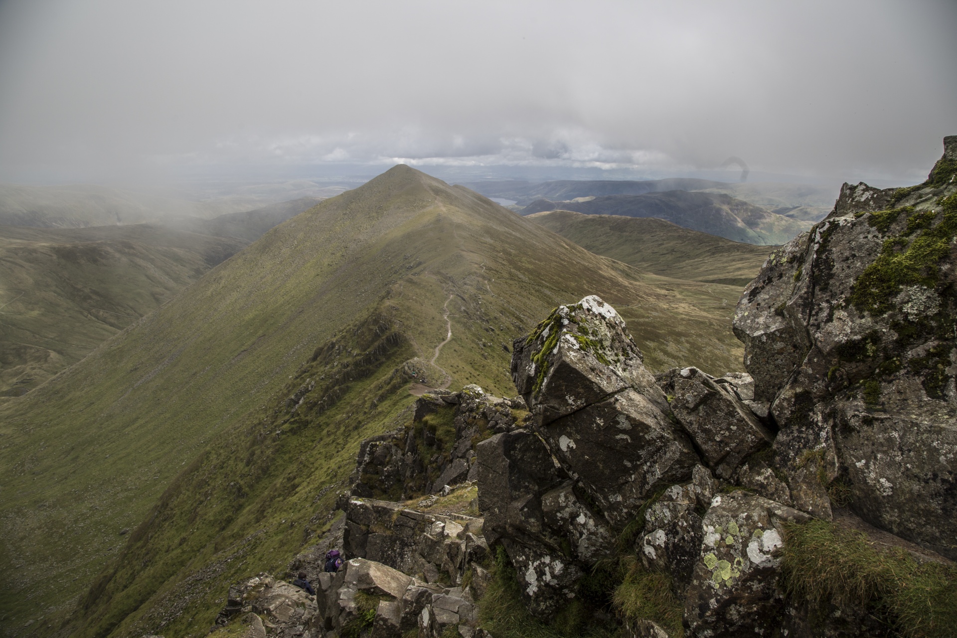 helvellyn striding edge low clouds free photo