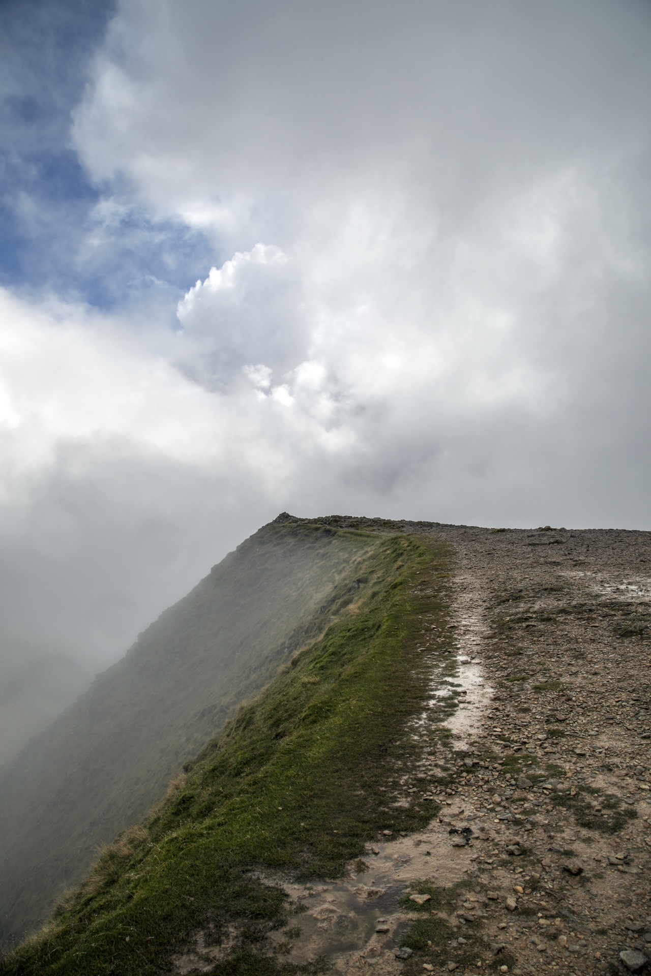 helvellyn striding edge low clouds free photo