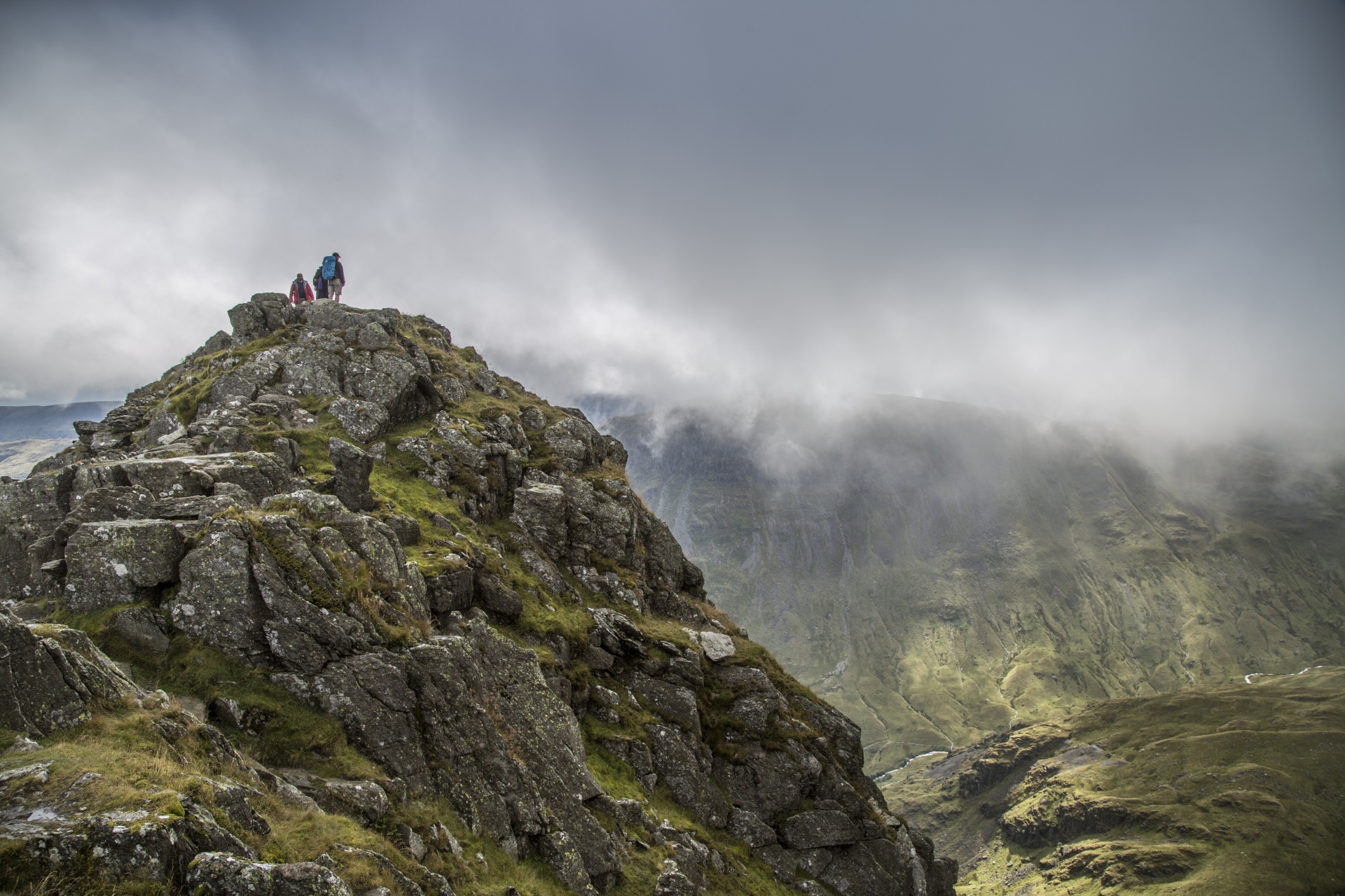 helvellyn striding edge low clouds free photo