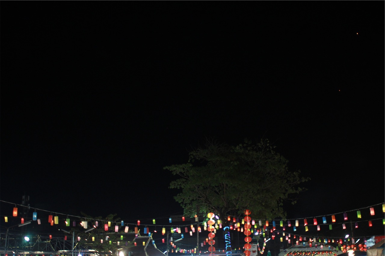 string lights lanterns dark free photo