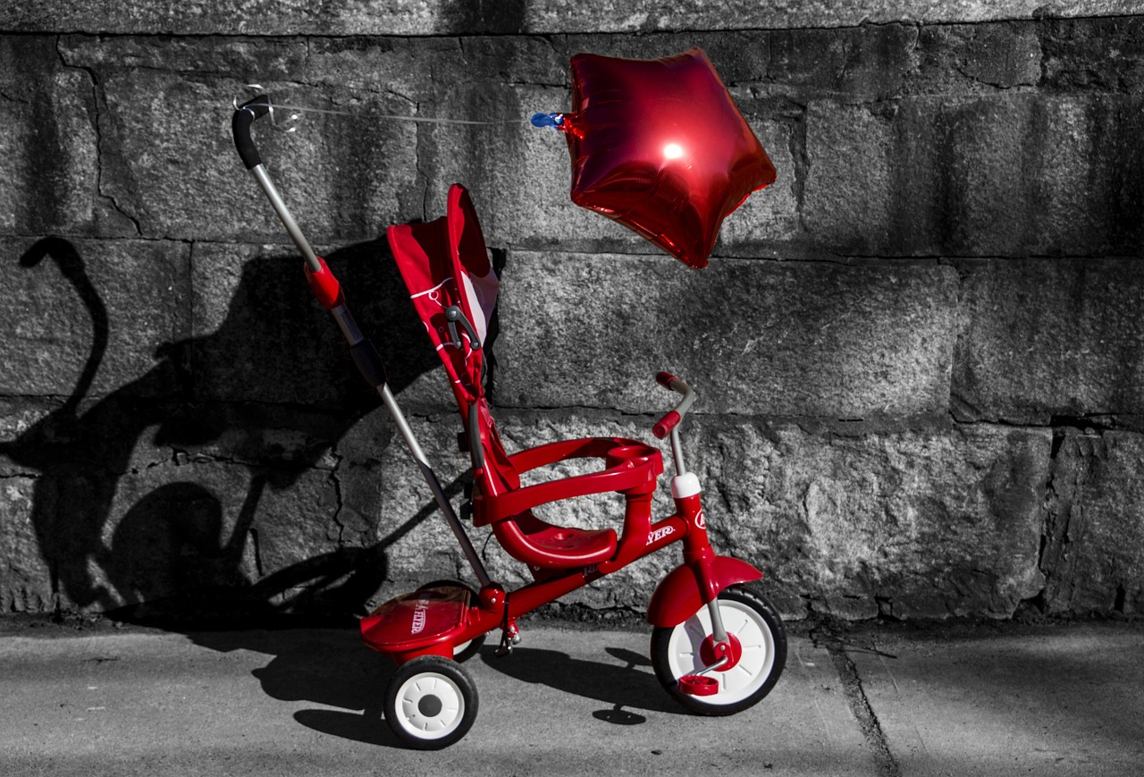 stroller red balloon free photo