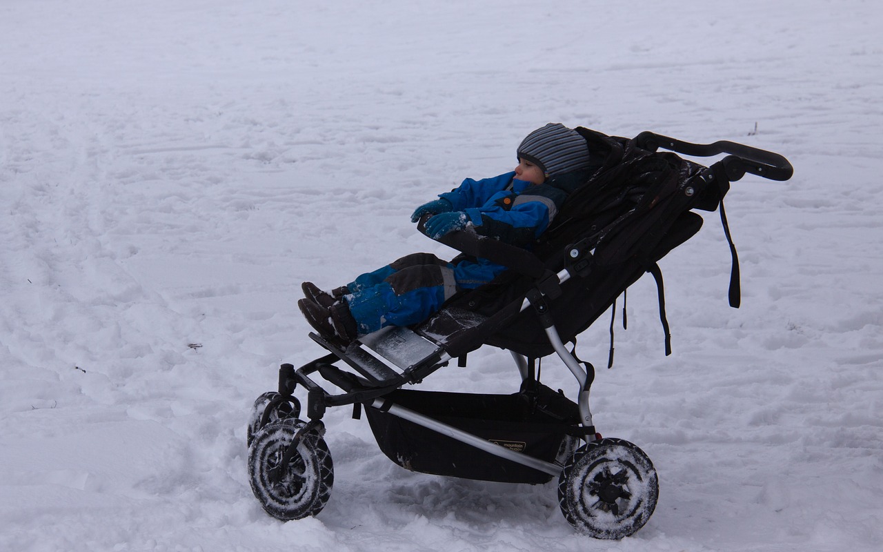 stroller child sleeping free photo